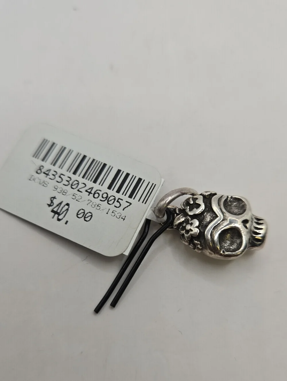 NEW Sterling Silver Sugar Skull Charm Pendant - Silver
